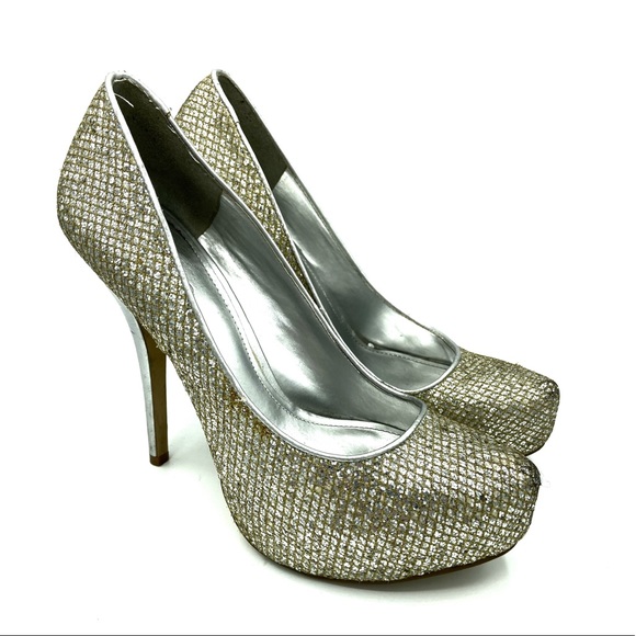 Shoes - Aldo silver and gold sparkle heels 39